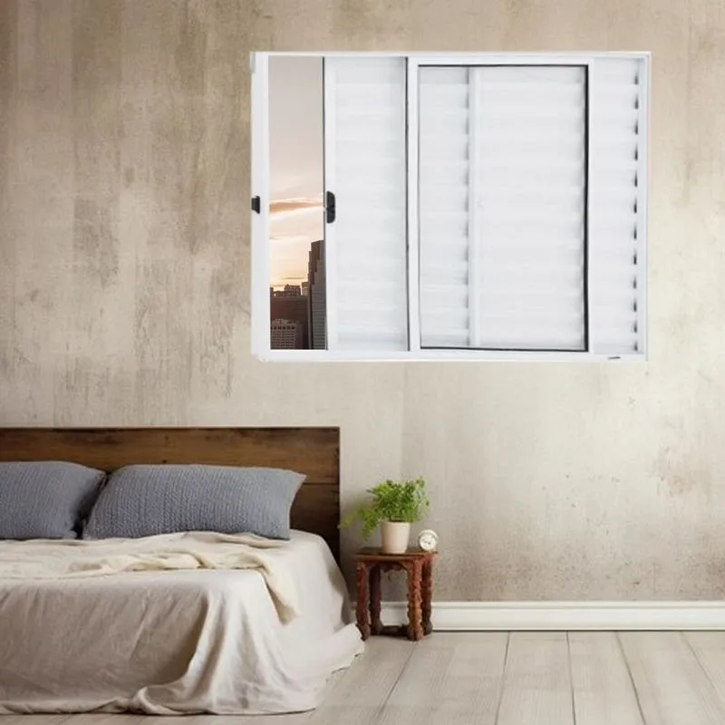 Janela Veneziana De Alumínio 3 Folhas 120 X 120cm Linha Modular Branco