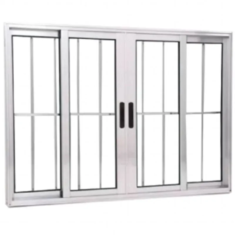 Janela Vitro 4 Folhas Alumínio Brilhante 1.20 X 2.00 Linha 25 Com Grade