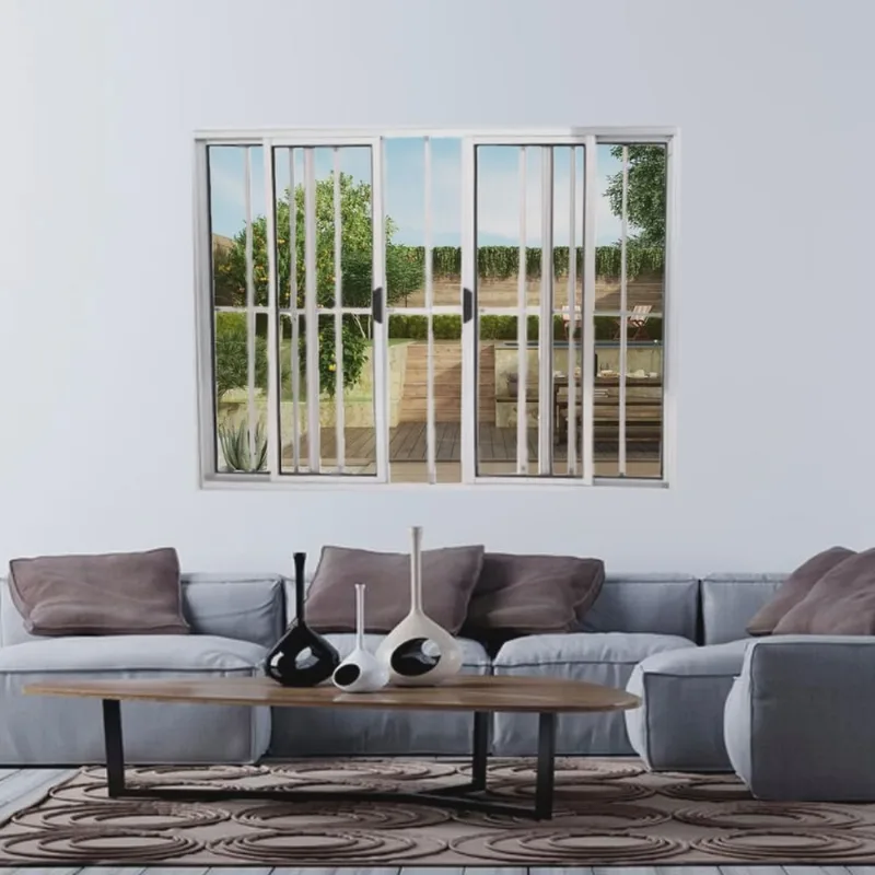 Janela Vitrô de Alumínio 4 Folhas 120 X 120cm Modular Brilhante C/grade