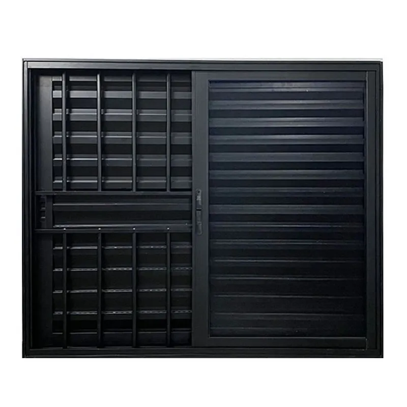 Janela Veneziana De Alumínio 3 Folhas 100 X 120cm Linha 25 Com Grade Esquadrias Bergamo Preto