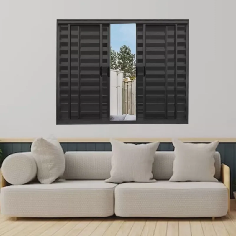 Janela Veneziana de Alumínio 6 Folhas 120 x 200cm Modular Esquadrias Bergamo Preto