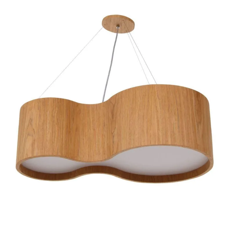 Pendente Lustre Madeira Semi Cilíndrico 70cm Cor: freijó