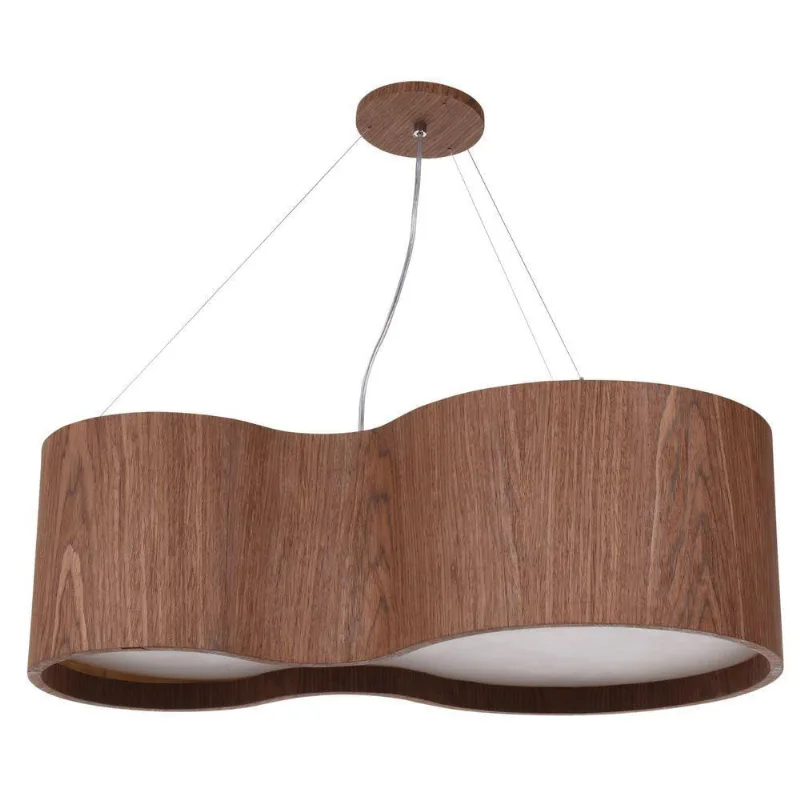 Pendente Lustre Madeira Semi Cilíndrico 70cm Cor: imbuia