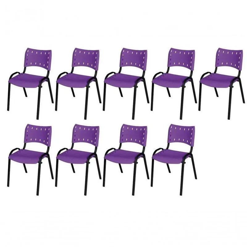 Cadeira Iso Base Preto , Escritório Violeta Kit 9 Un