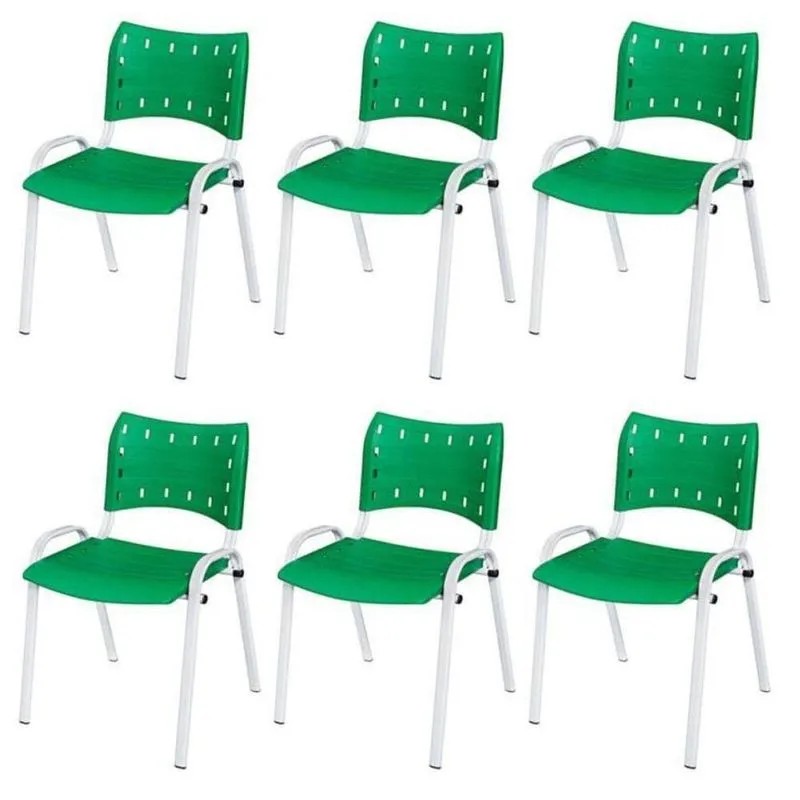 Cadeira Iso Base Branco , Escritório Verde Kit 6 Un