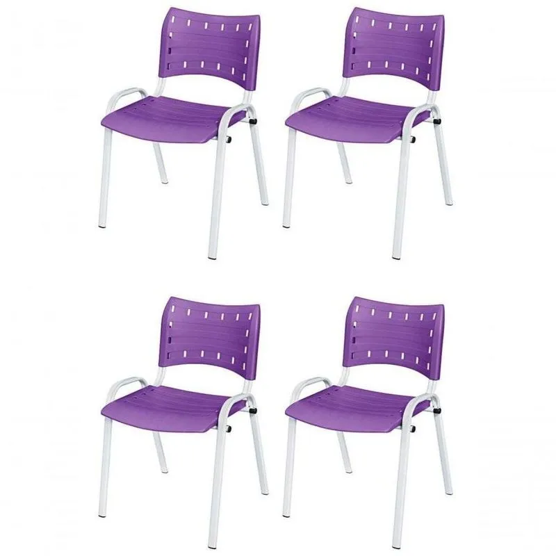 Cadeira Iso Base Branco , Escritório Violeta Kit 4 Un