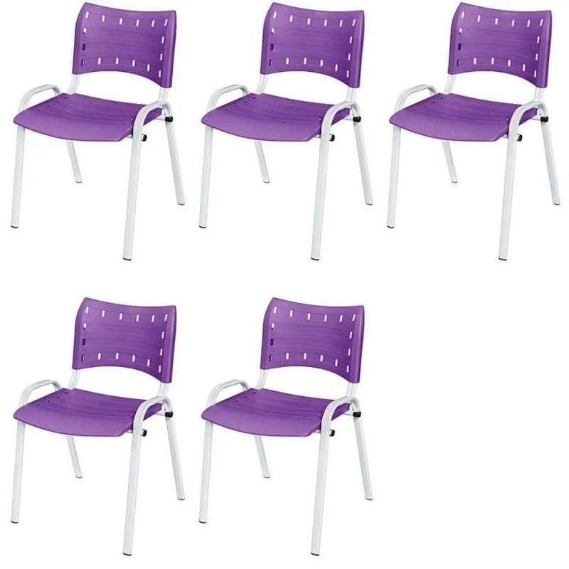 Cadeira Iso Base Branco , Escritório Violeta Kit 5 Un