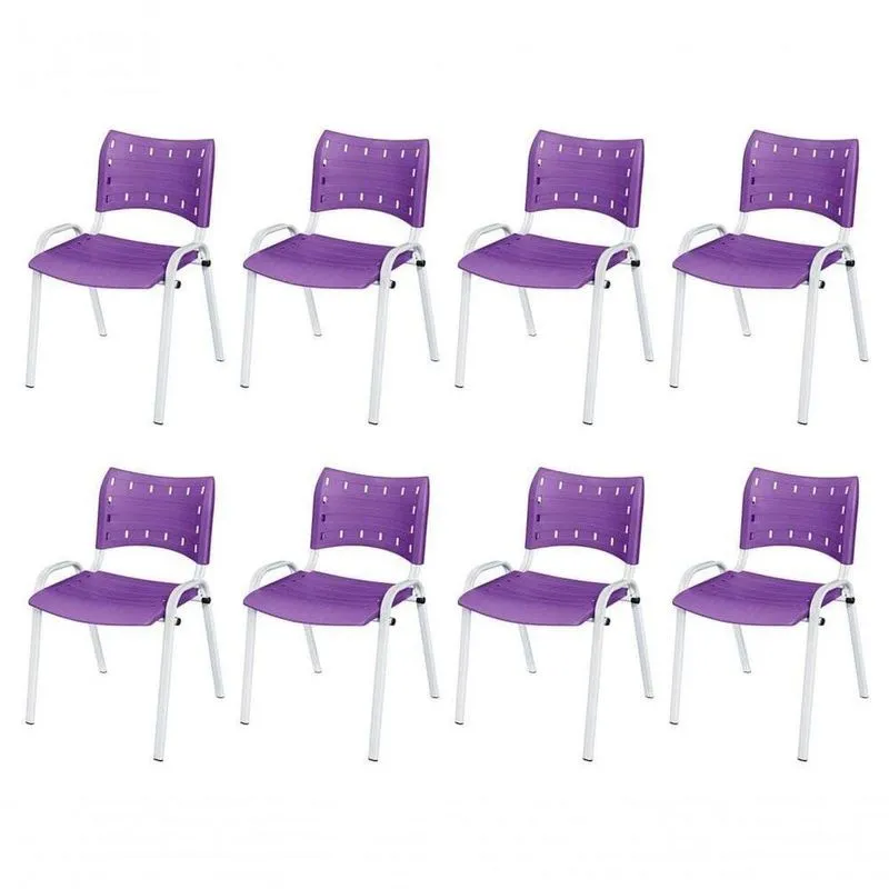 Cadeira Iso Base Branco , Escritório Violeta Kit 8 Un
