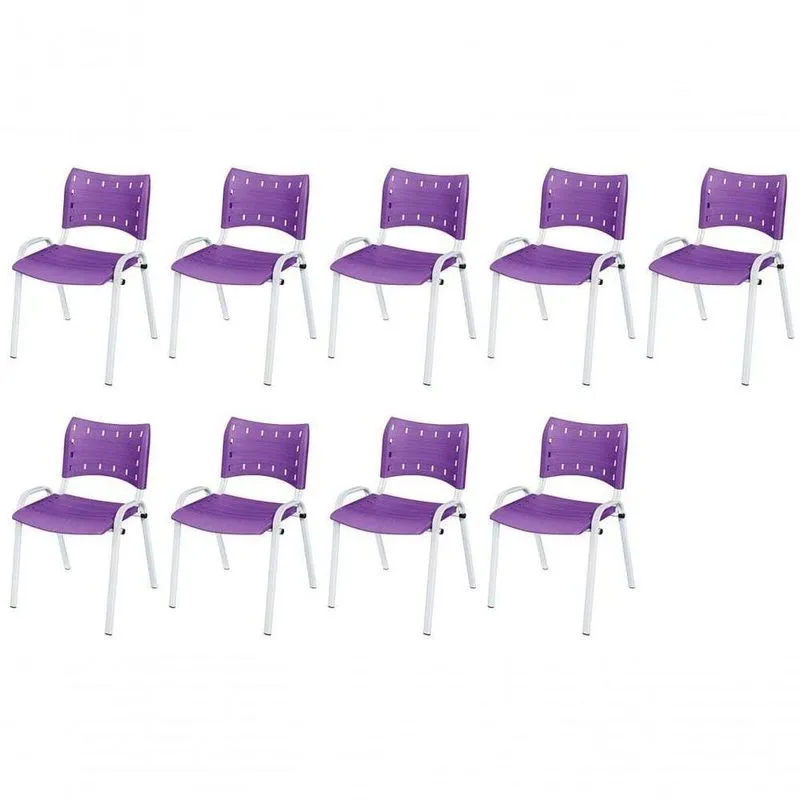 Cadeira Iso Base Branco , Escritório Violeta Kit 9 Un