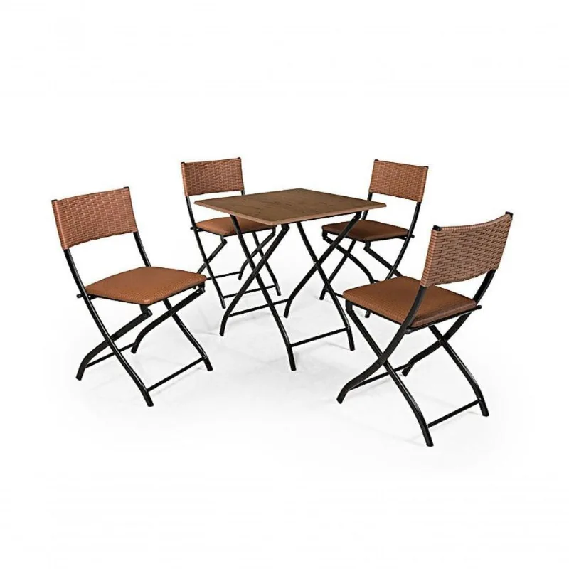 Jogo Mesa Imbuia Dobravel Com 4 Cadeiras Dobravel Caramelo