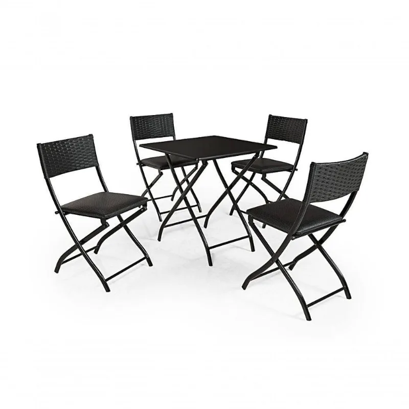 Jogo Mesa Preto Dobravel Com 4 Cadeiras Dobravel Preto