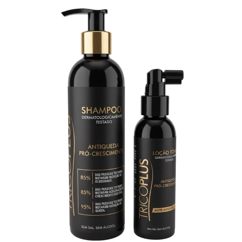 Shampoo 300ml E Loção Tônico 100ml Tricoplus Antiqueda Pró-crescimento Sem Sal E Sem Álcool Tricoplus
