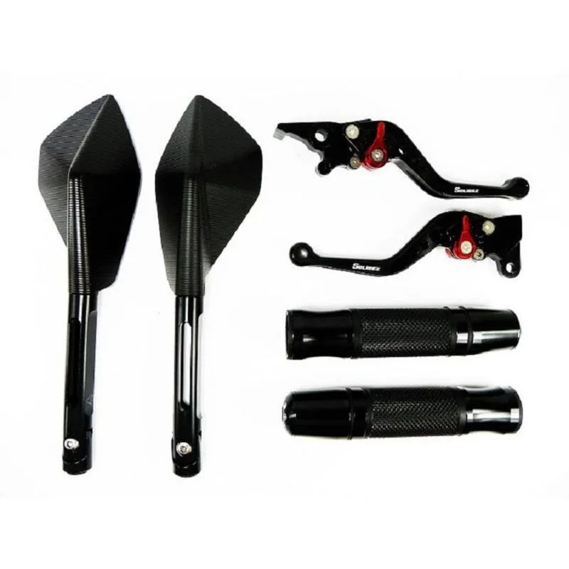 Kit Retrovisor Prisma+ Manete Curto + Manopla Com Peso Cbx 250 Twister Preto