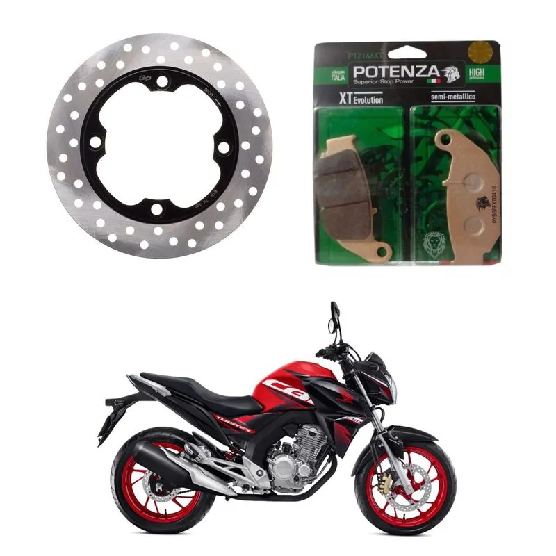 Disco Freio Traseiro E Pastilha Potenza Cb250f Nova Twister