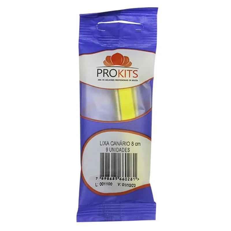 Lixa de Unha PROKITS Canário 8cm com 9 Unidades