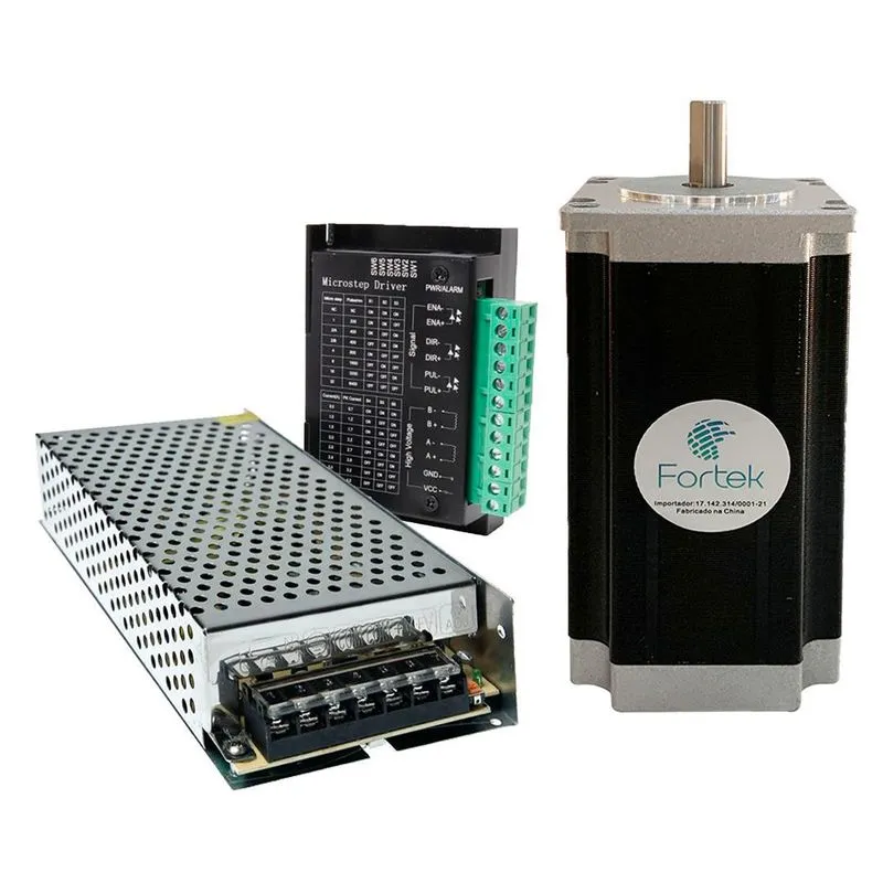 Kit Motor De Passo Nema 23 De 28kgf.cm Cnc + Driver + Fonte