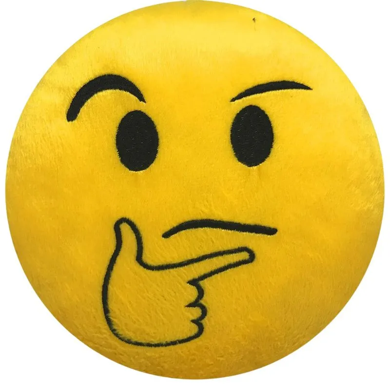 Almofada De Emoji Vitor Bordados Pensativo 28x28cm Pelúcia
