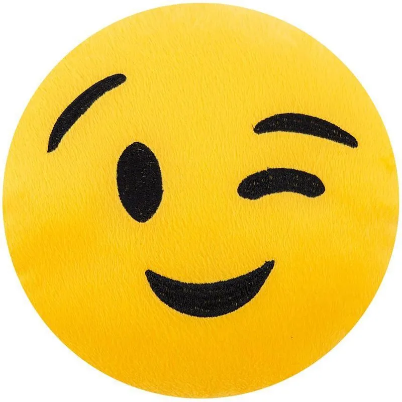 Almofada Emoji 45x45cm Pelúcia Bordado Com Zíper Piscadinha
