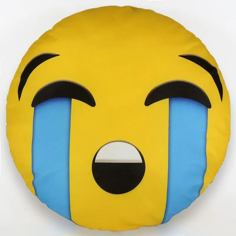 Almofada Emoji Estampado 34x34 Cm Com Zíper Chorando