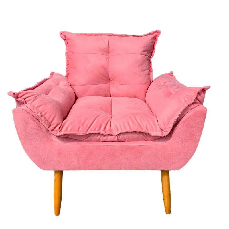 Poltrona Opala Suede Rosê Pé Palito P/recepção Escritório