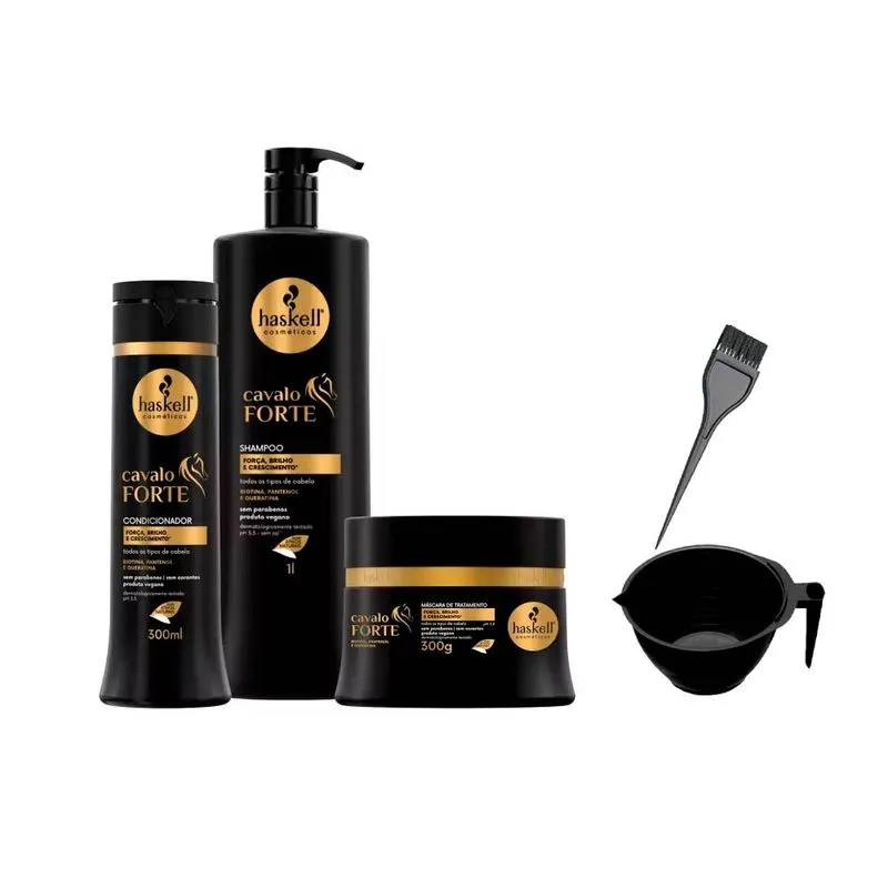 Haskell Cavalo Forte Shp 1L Cond 300ml Máscara 300g + Cumbuca