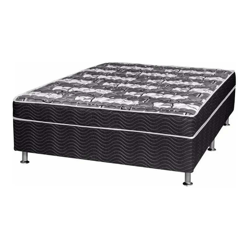 Cama Novalar Conjugada Ortopédica Atenas D28 1,38x1,88x60 cm Preto / Cinza Florido Liso