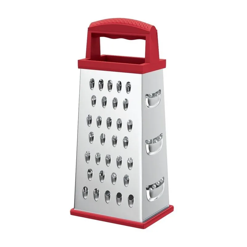 Ralador Multiuso 4 Faces Aço Inox Base Antiderrapante Vermelho - Quality House