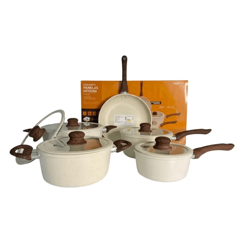 Jogo de Panelas Cerâmico Indução Messina 5 Peças – Sua Cozinha em Outro Nível JOGO PANELA MESSINA CERAMICO INDUCAO 5PCS QH0491 QHOUSE