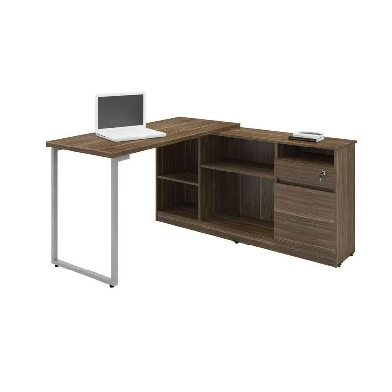 Mesa Para Escritório Kit Mix Ii Pleno Moveis - Marrom