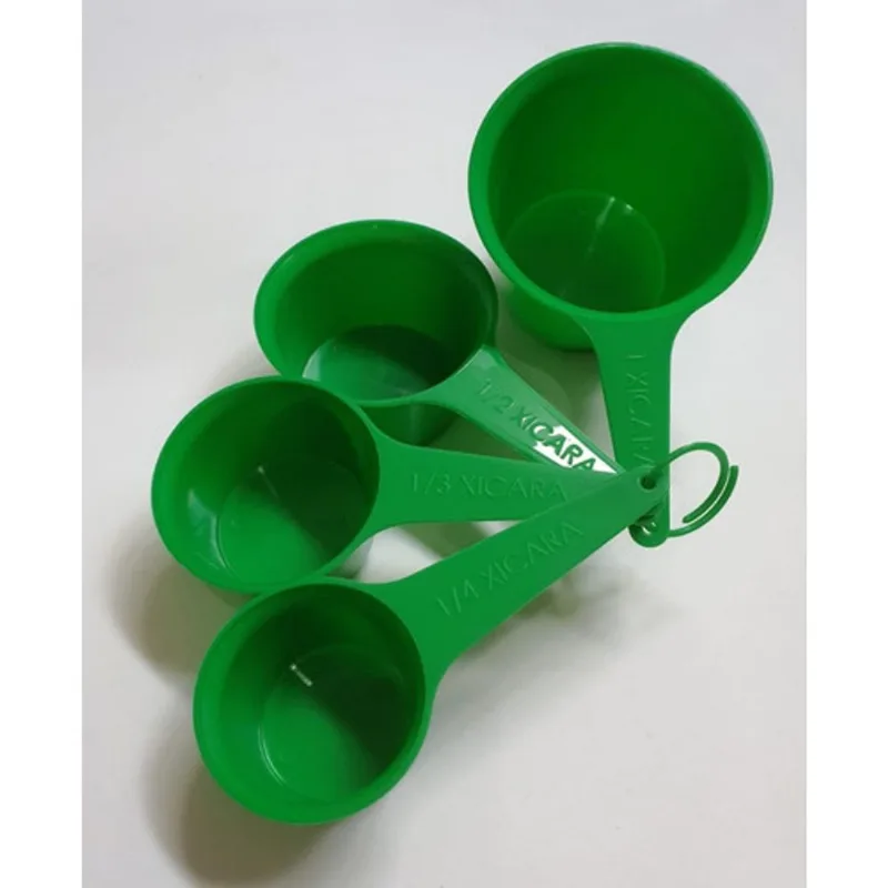Jogo De Xícara Medidora Plástica Com 4 Peças Verde Xm-04