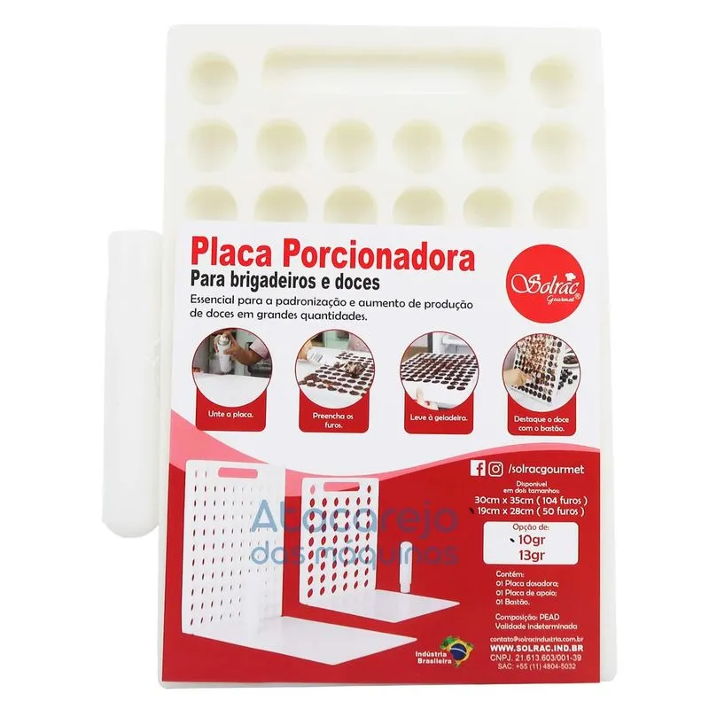 Placa Porcionadora Dosadora De Doces Brigadeiro 50 Furos 13g