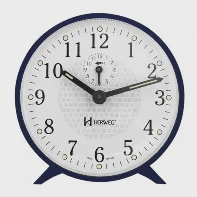 Despertador Vintage Azul Retro Antigo Mecânico Herweg 2220-011