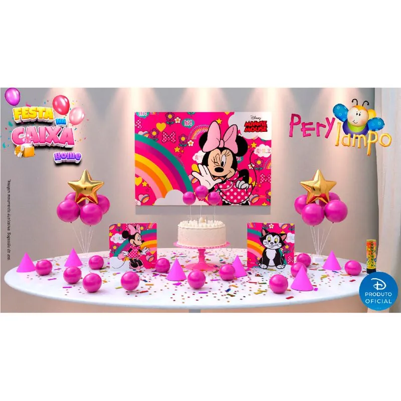 Kit festa na caixa HOME - Minnie Arco-Íris
