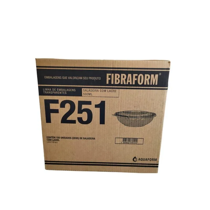 Pote Redondo Saladeira 500ml Tampa com Lacre F251 Fibraform c/100 un