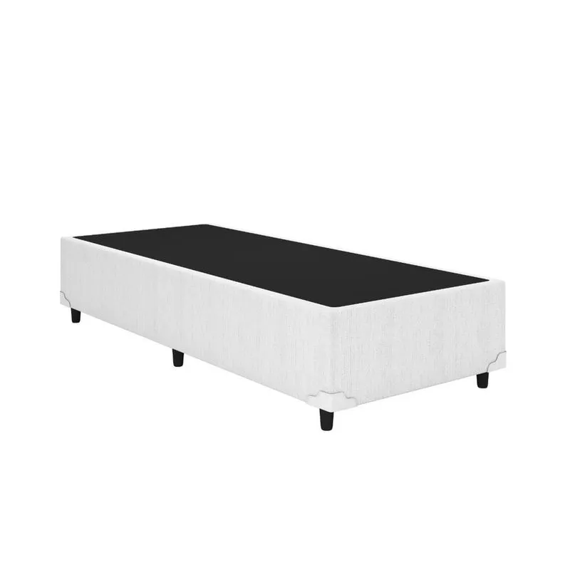Base Box Solteiro Classic Blindado 88x188x40 Corino Branco