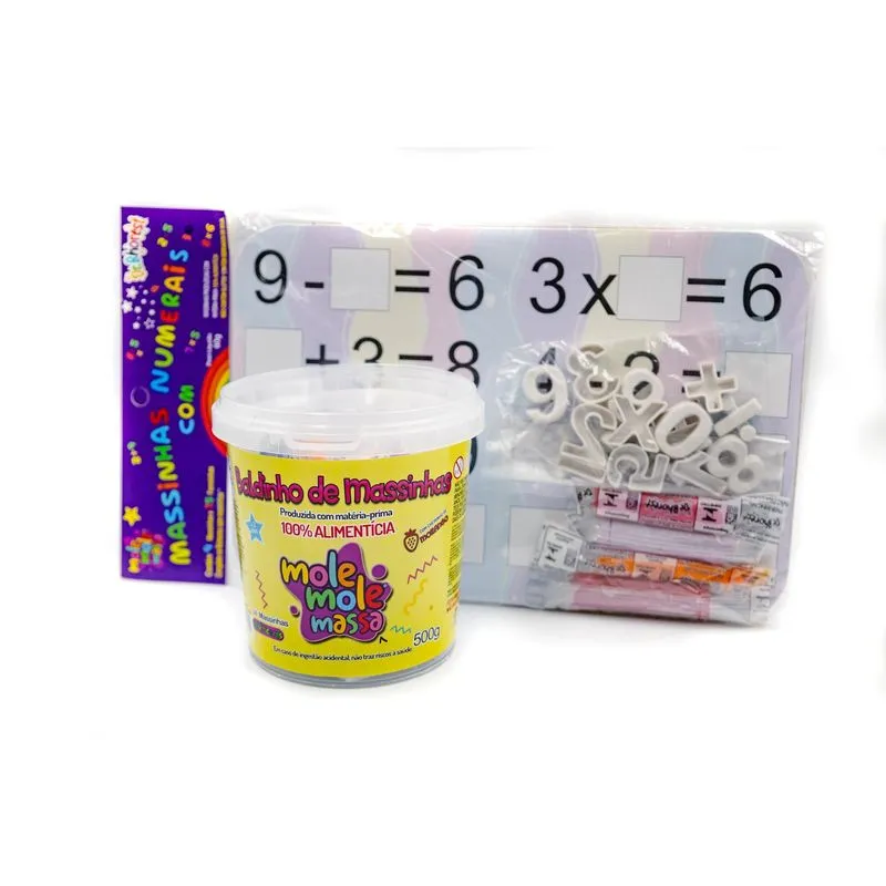 Conjunto Balde De Massinhas 500g + Placa Matematica