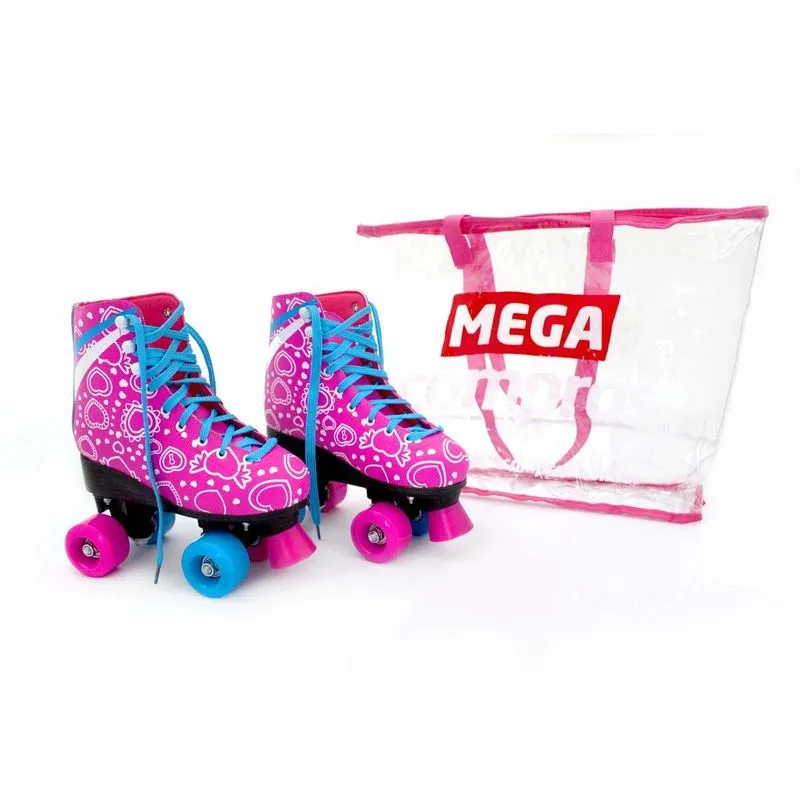 Patins Infantil Feminino 4 Rodas Roller 34 Ao 40 Luna Rosa Mc84280