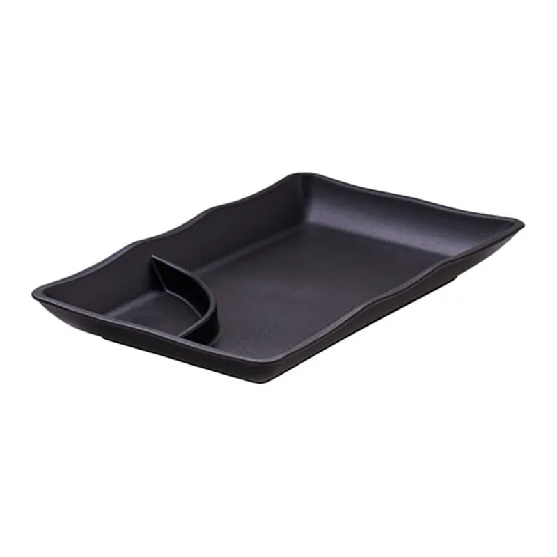Prato Para Sushi Retangular 11,5x19,5 Preto em Polipropileno
