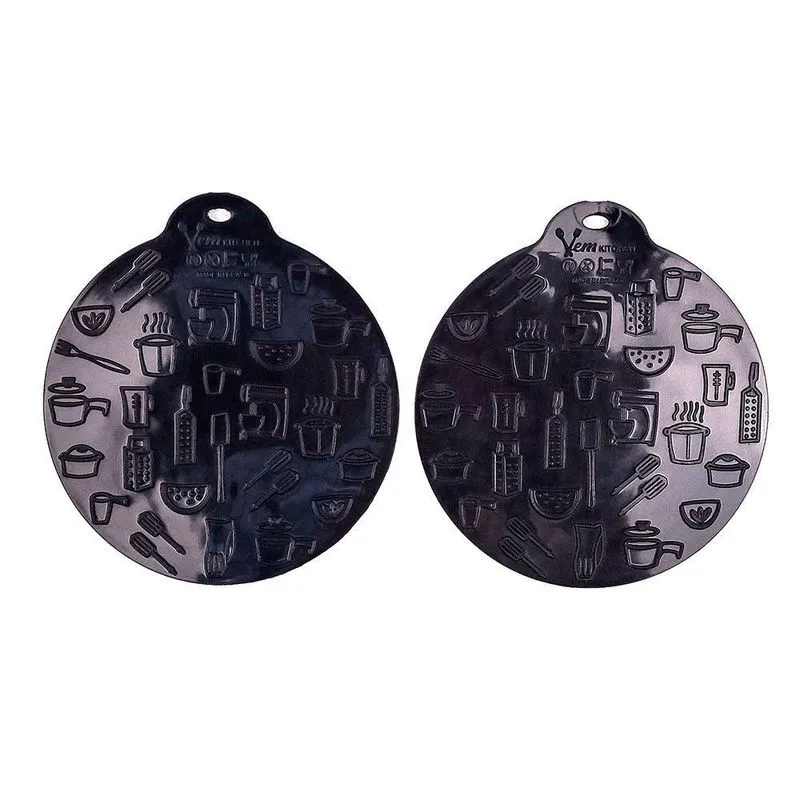 Conjunto De Almofada De Silicone Para Fogão De Indução Vem 21,5cm 2 Peças Preto