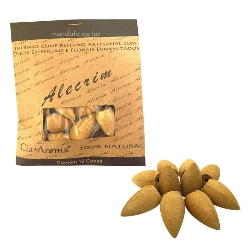 Incenso Cone Natural Vegano Florais Óleos Essenciais Alecrim