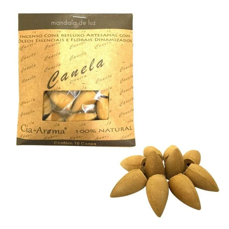 Incenso Cone Natural Vegano Florais Óleos Essenciais Canela