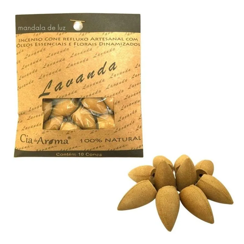Incenso Cone Natural Vegano Florais Óleos Essenciais Lavanda