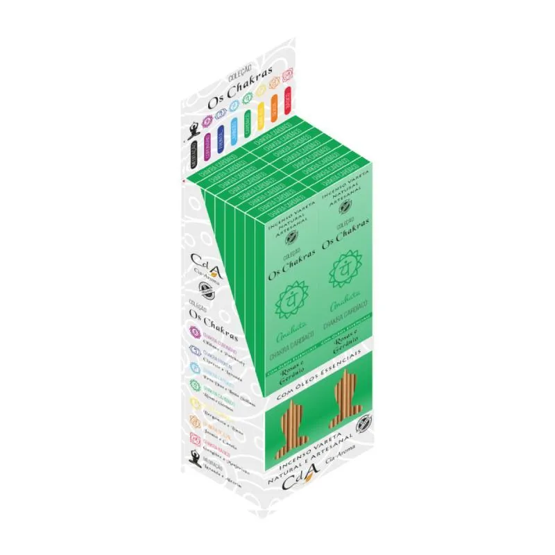 Incenso Natural Chakras Cardíaco Puro Cx Com 16 10 Varetas