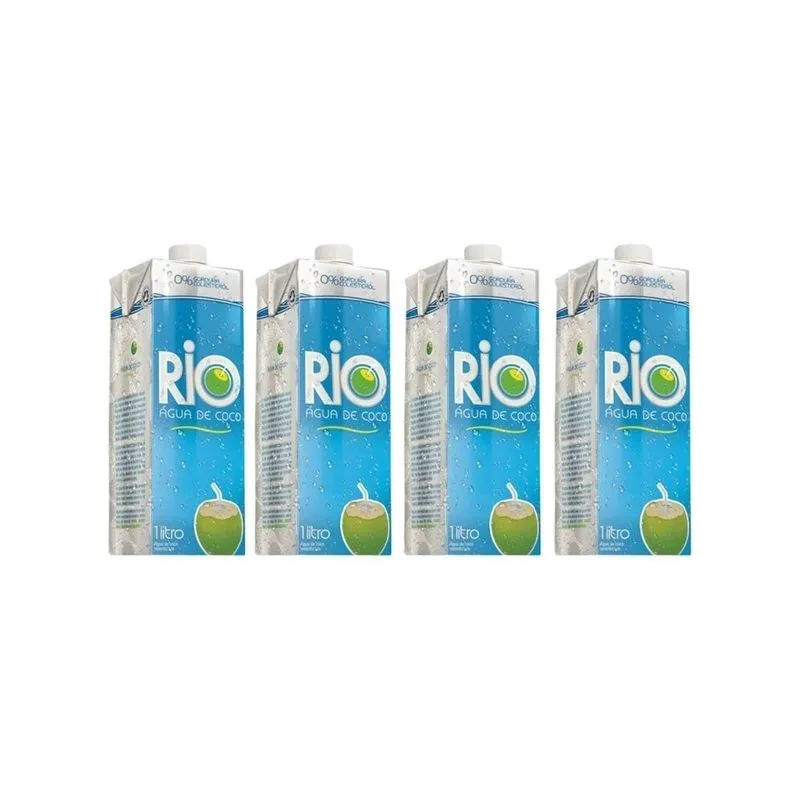 Kit 4 Unidades Agua De Coco Rio 1l