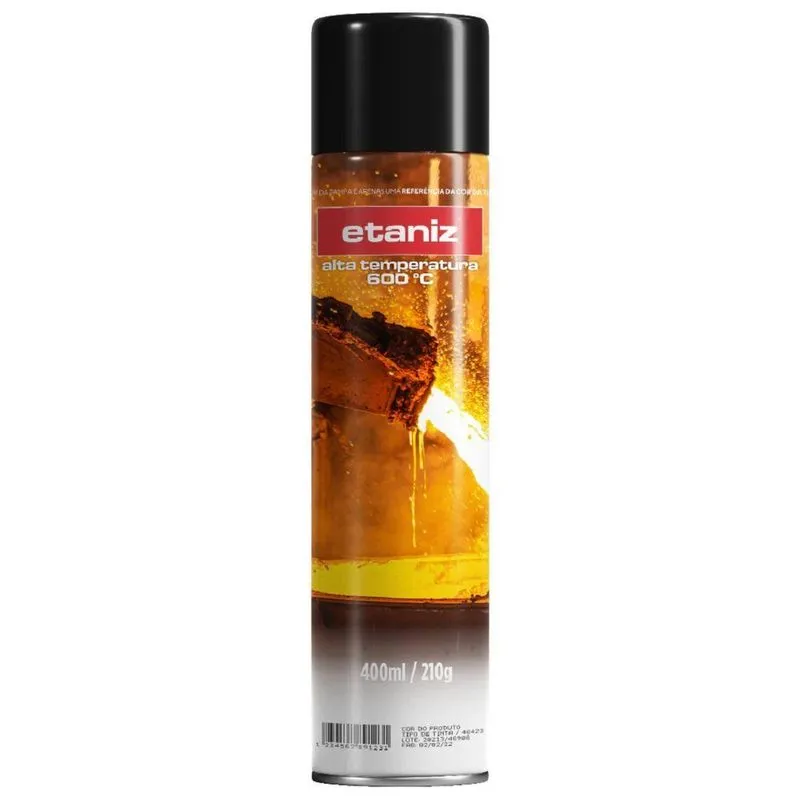 Tinta Spray Alta Temperatura Cores Vibrantes Preto Etaniz 400ml