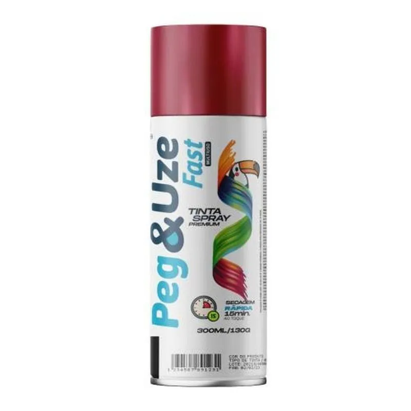 Spray De Pintura Peg & Uze Metálico Vermelho Para Madeira Metal Plástico E Cerâmica Chesiquímica