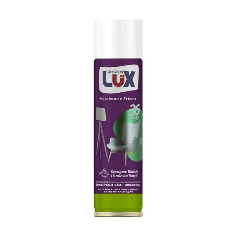 Tinta Spray Uso Geral Tintas Lux Branco Brilhante 400ml