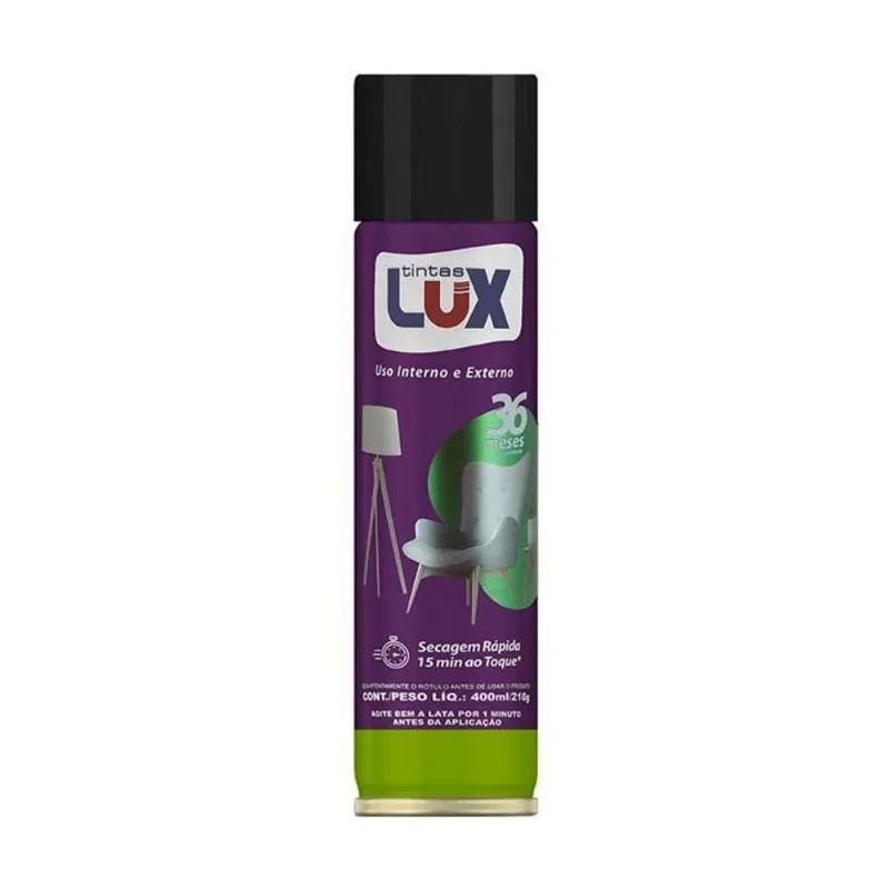 Tinta Spray Uso Geral Tintas Lux Preto Brilhante 400ml
