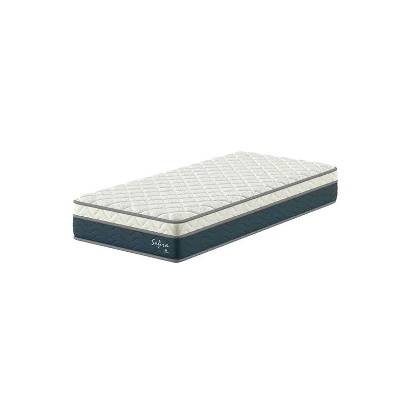 Colchão Solteiro Molas Ensacadas Safira Espuma D26 Azul e Branco