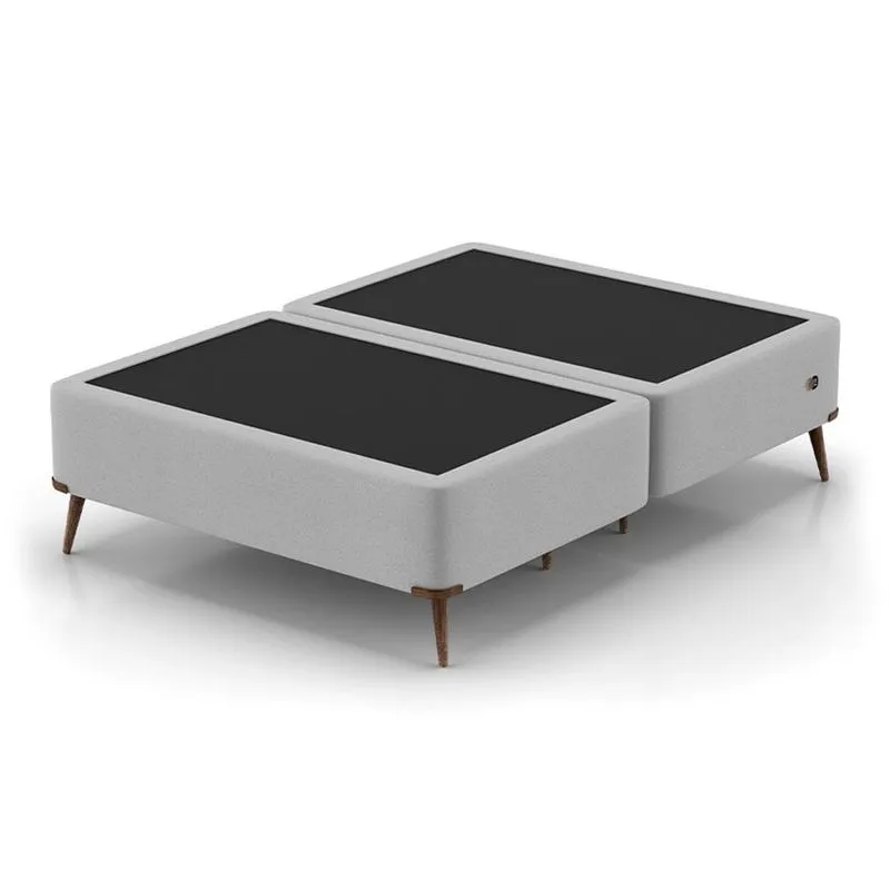 Base para Cama Box Queen com Entrada USB Night (45x158x198 cm) Suede Cinza